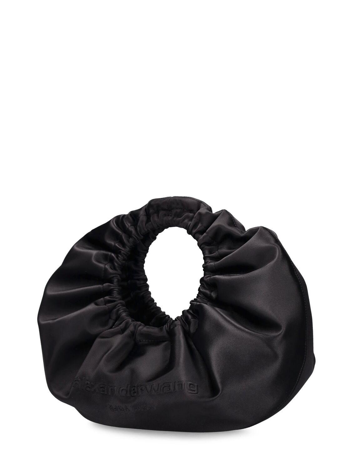 Shop Alexander Wang Small Crescent Satin Top Handle Bag In Black