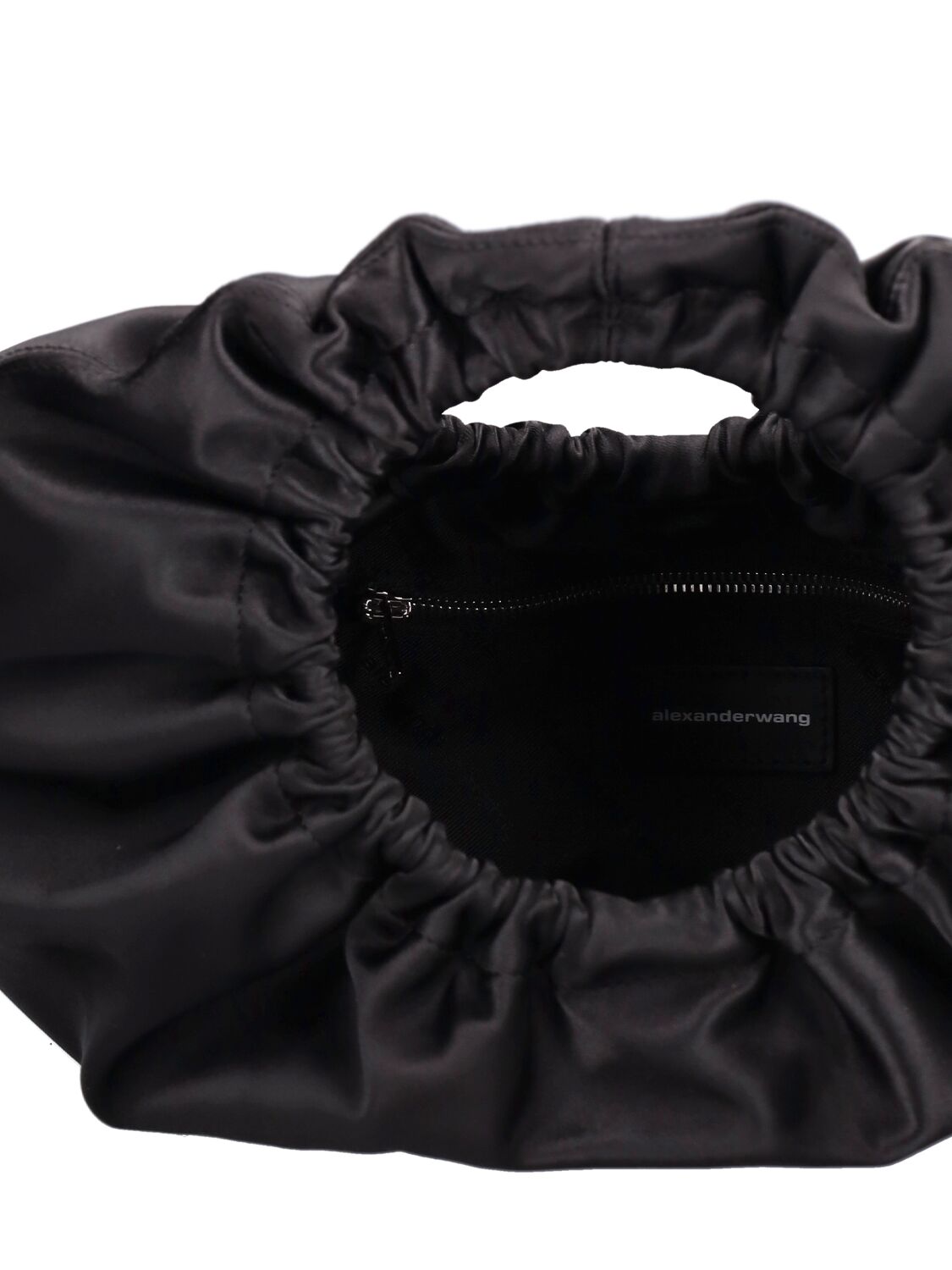 Shop Alexander Wang Small Crescent Satin Top Handle Bag In Black
