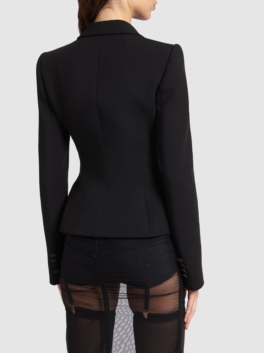 Shop Dolce & Gabbana Stretch Wool Blend Single Breast Blazer In Black
