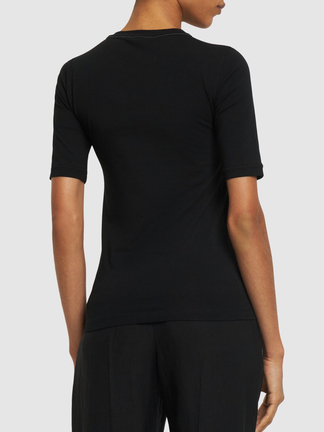 Shop Brunello Cucinelli Stretch Jersey T-shirt In Black