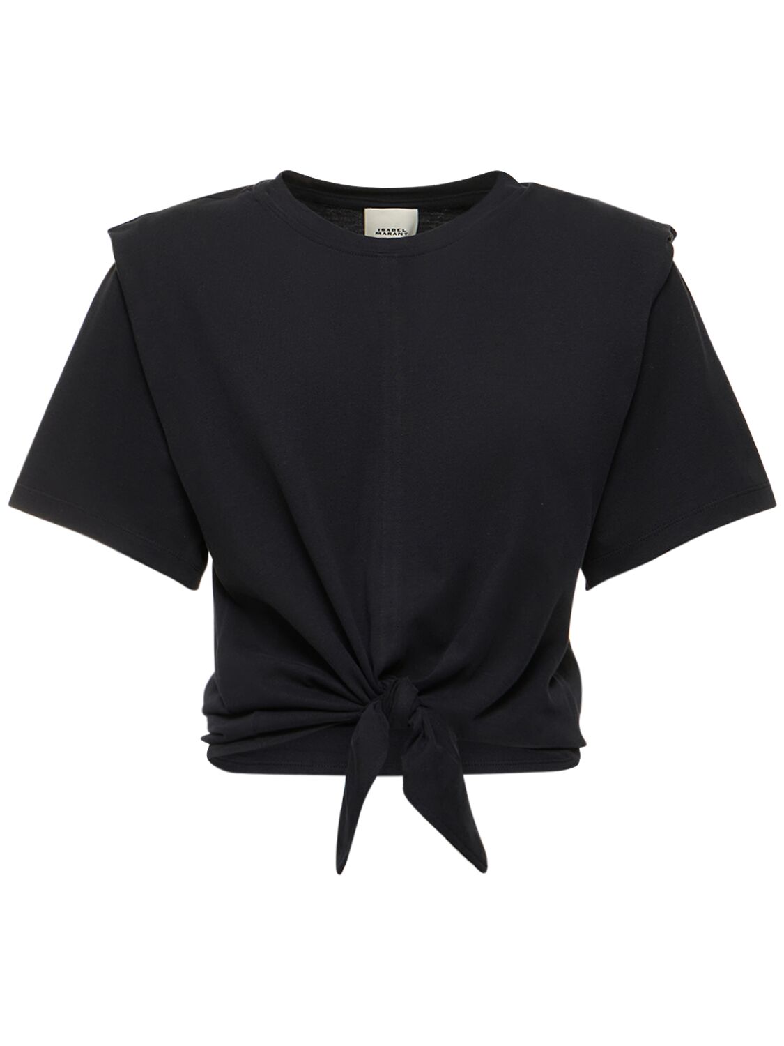 Shop Isabel Marant Zelikia Cotton Self-tie T-shirt In Black