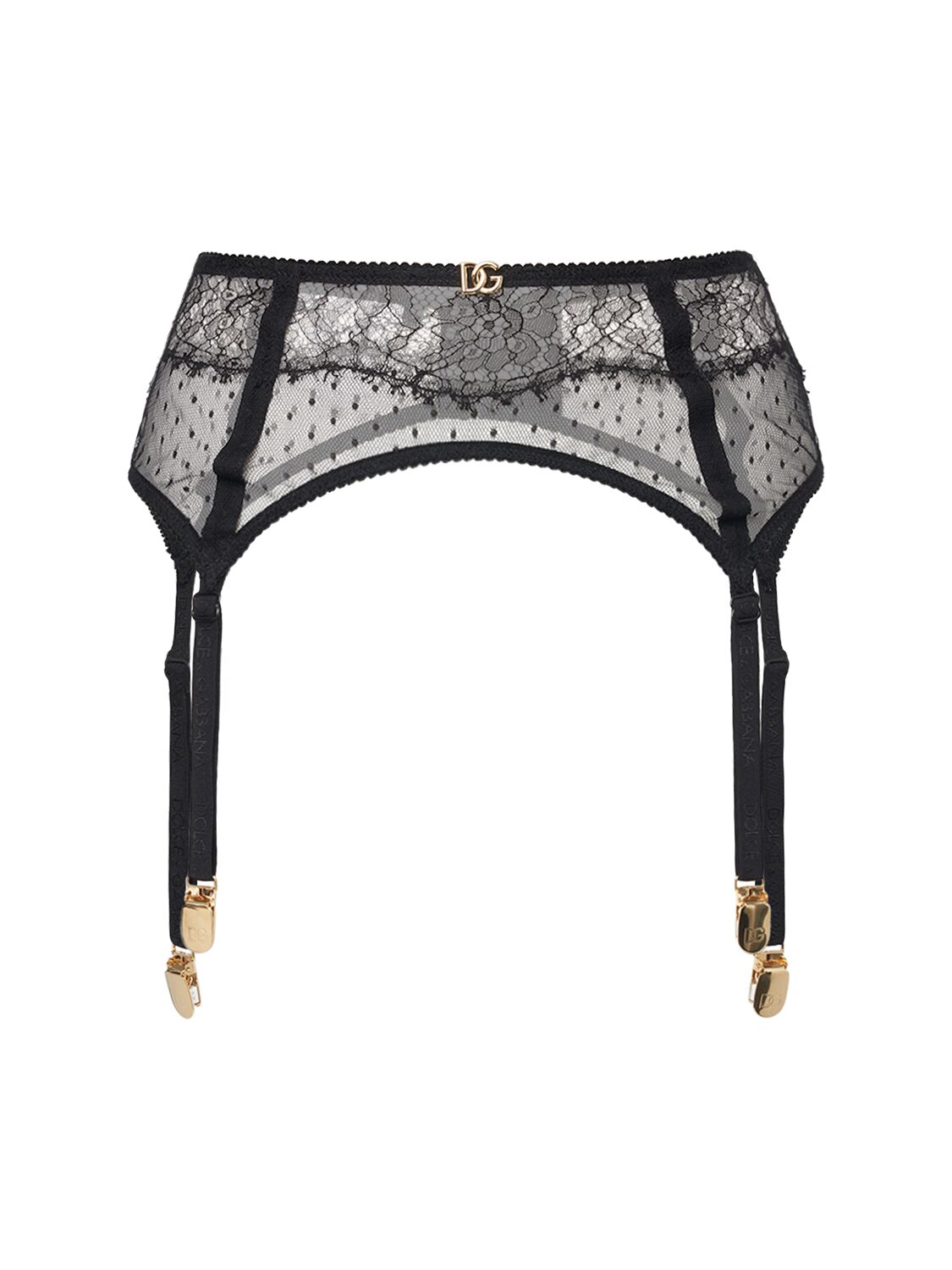 Shop Dolce & Gabbana Lace Suspenders In Black