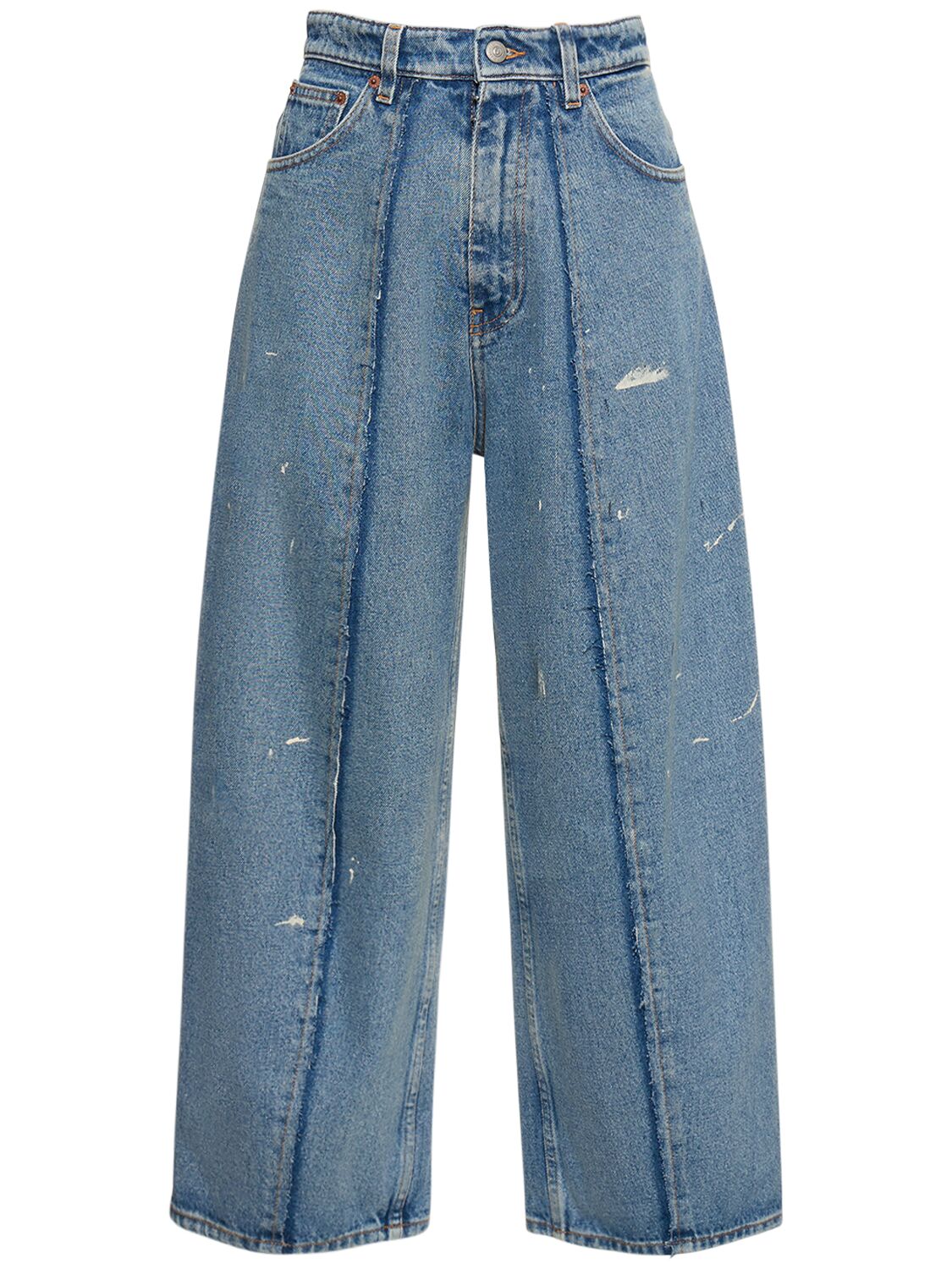High Rise Cropped Wide Cotton Jeans