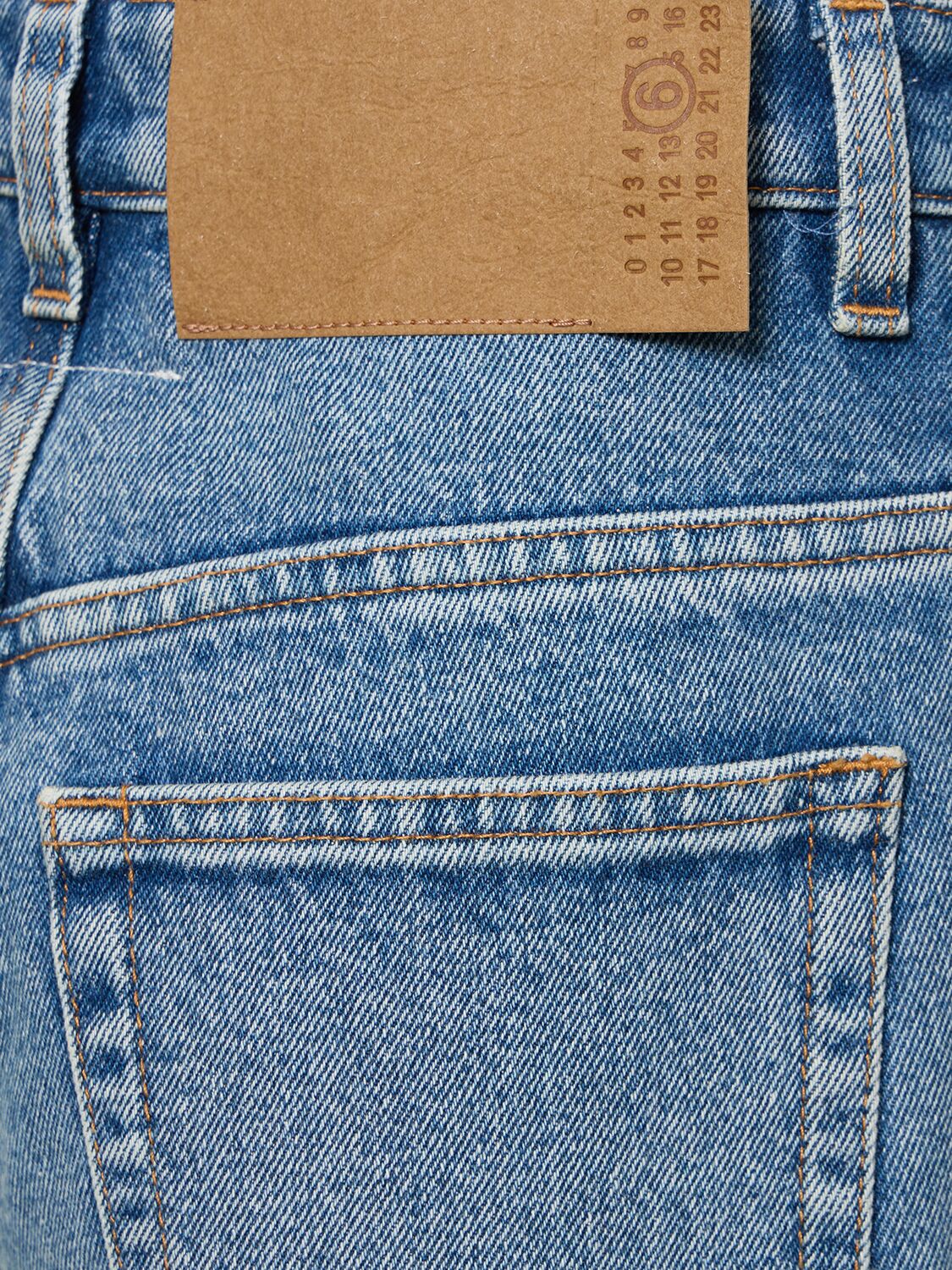 Shop Mm6 Maison Margiela High Rise Cropped Wide Cotton Jeans In Blue