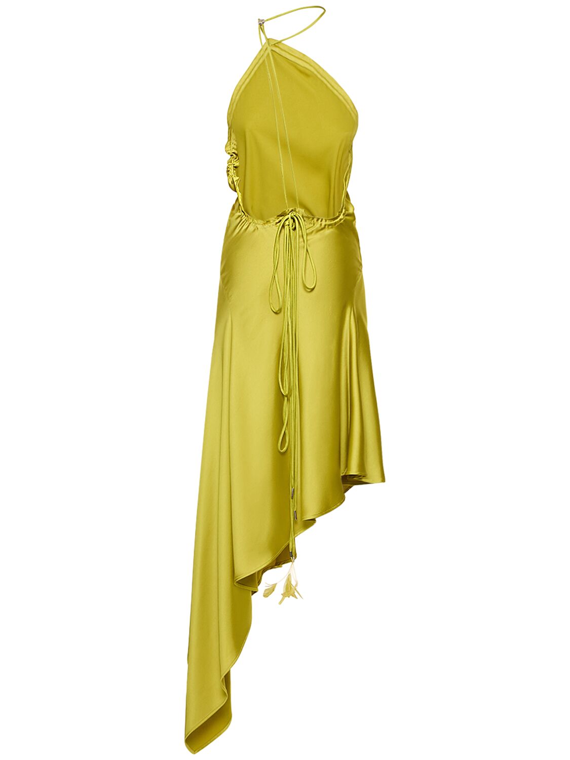 Shop Attico Fluid Satin Halter Neck Midi Dress In Yellow