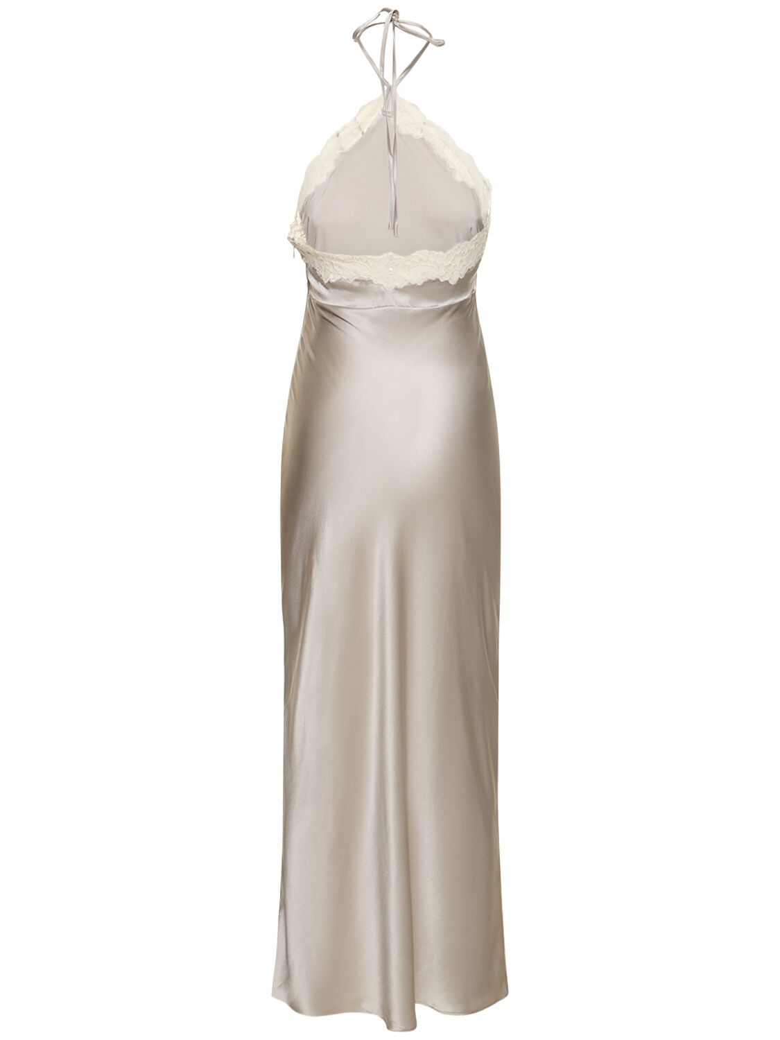 Shop Reformation Aara Silk Long Dress In Grey