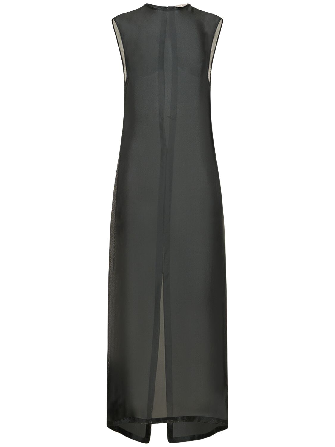 St.agni Sheer Silk Gauze Sleeveless Midi Dress In 블랙