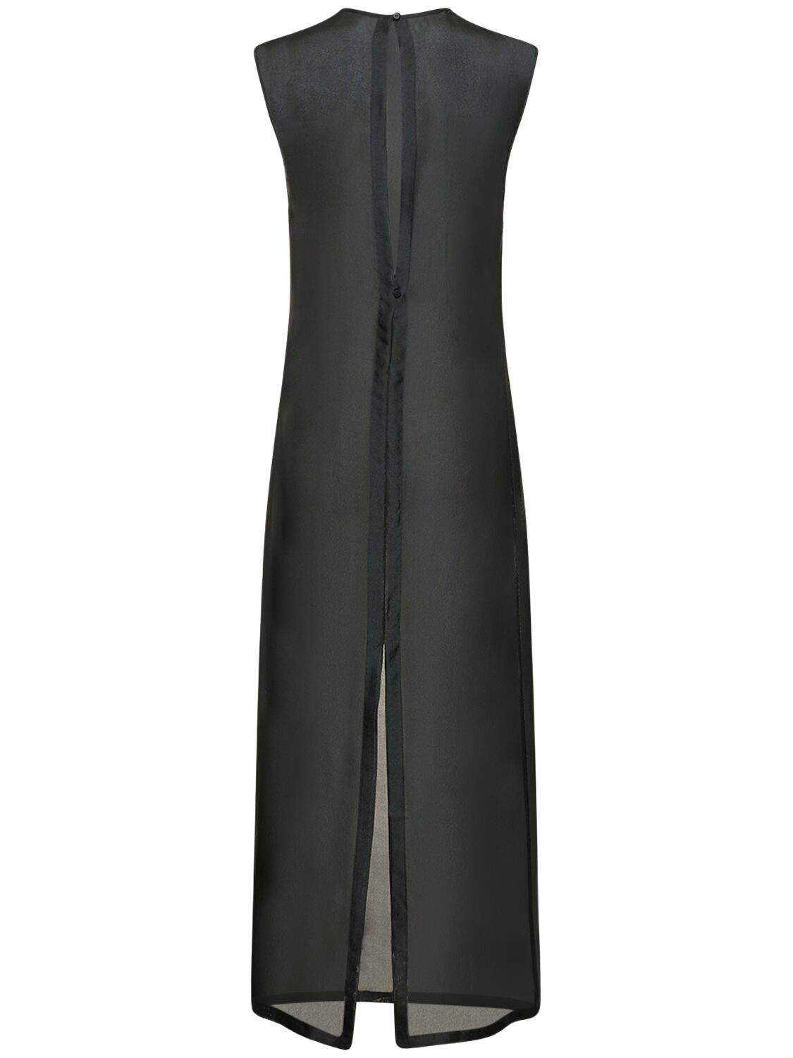 Shop St.agni Sheer Silk Gauze Sleeveless Midi Dress In 블랙