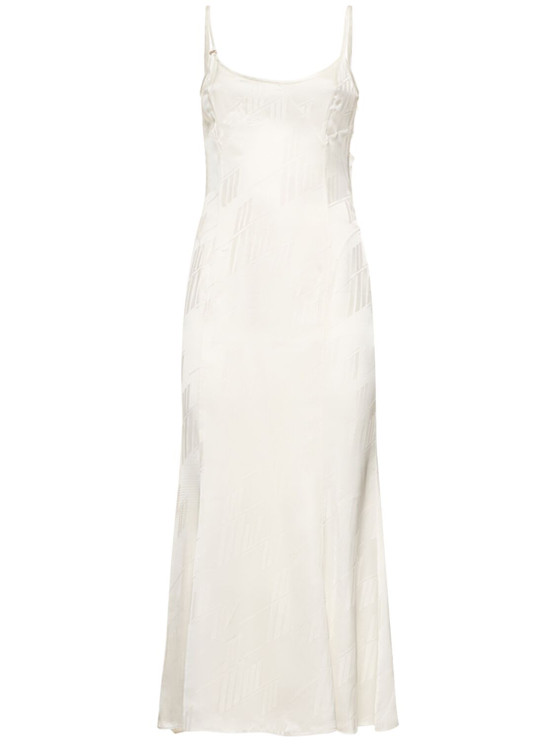 Attico Jacquard Satin Sleeveless Midi Dress In White
