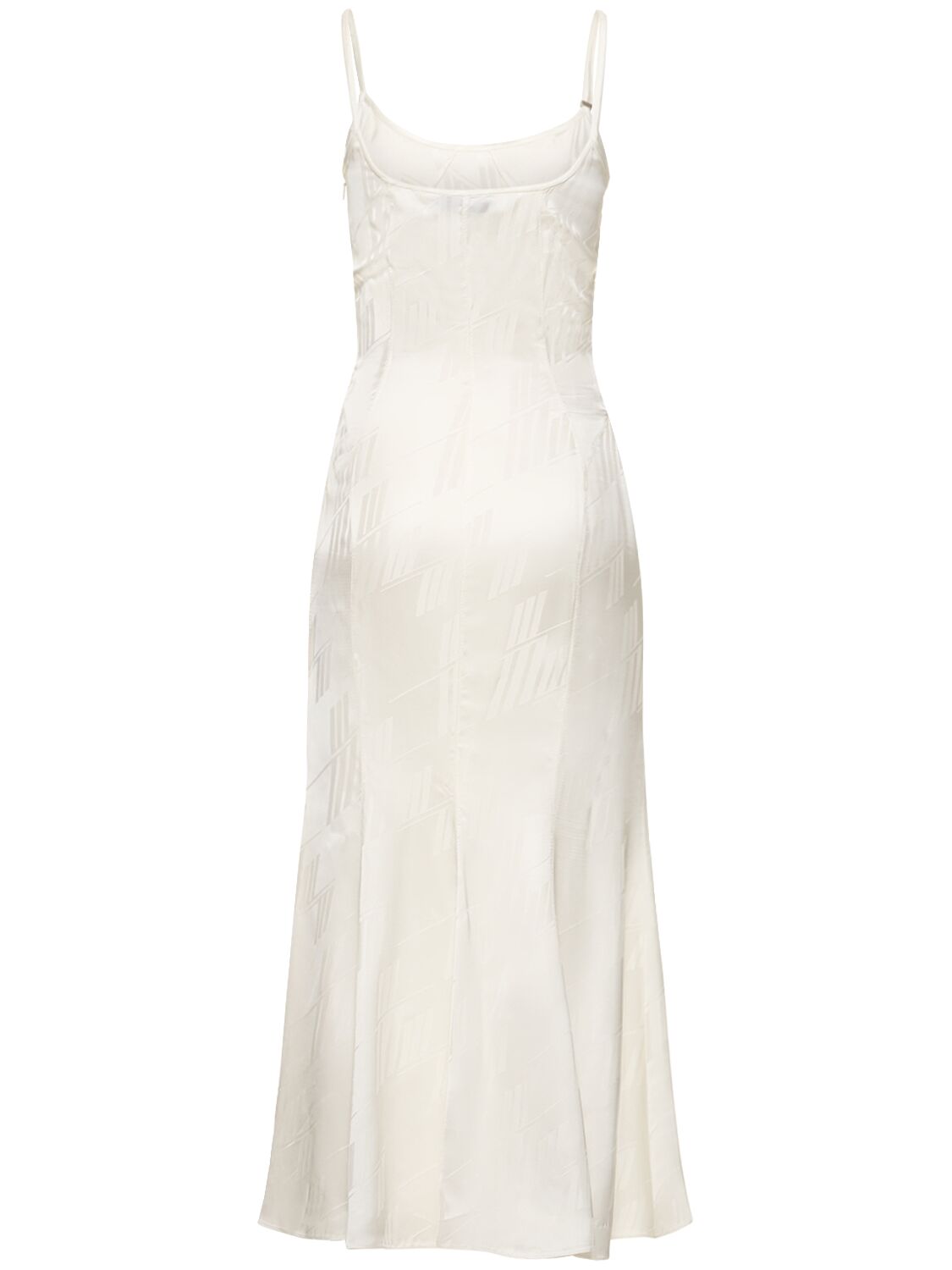 Attico Jacquard Satin Sleeveless Midi Dress In White