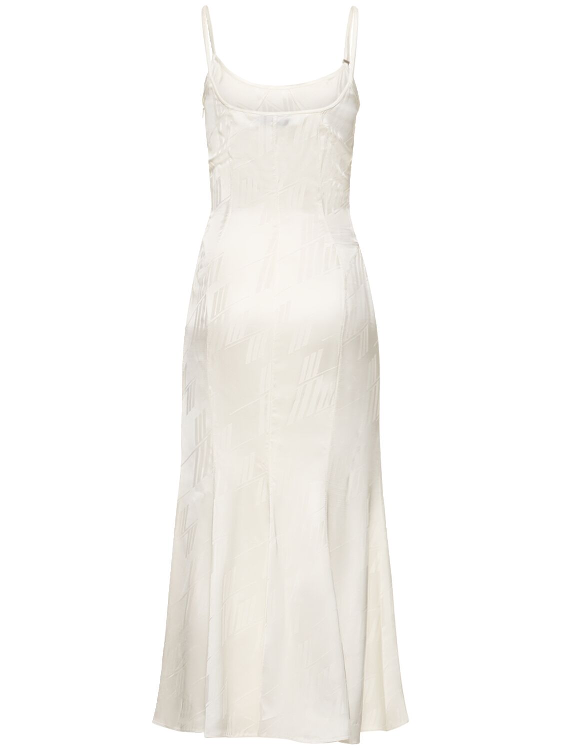 Shop Attico Jacquard Satin Sleeveless Midi Dress In White