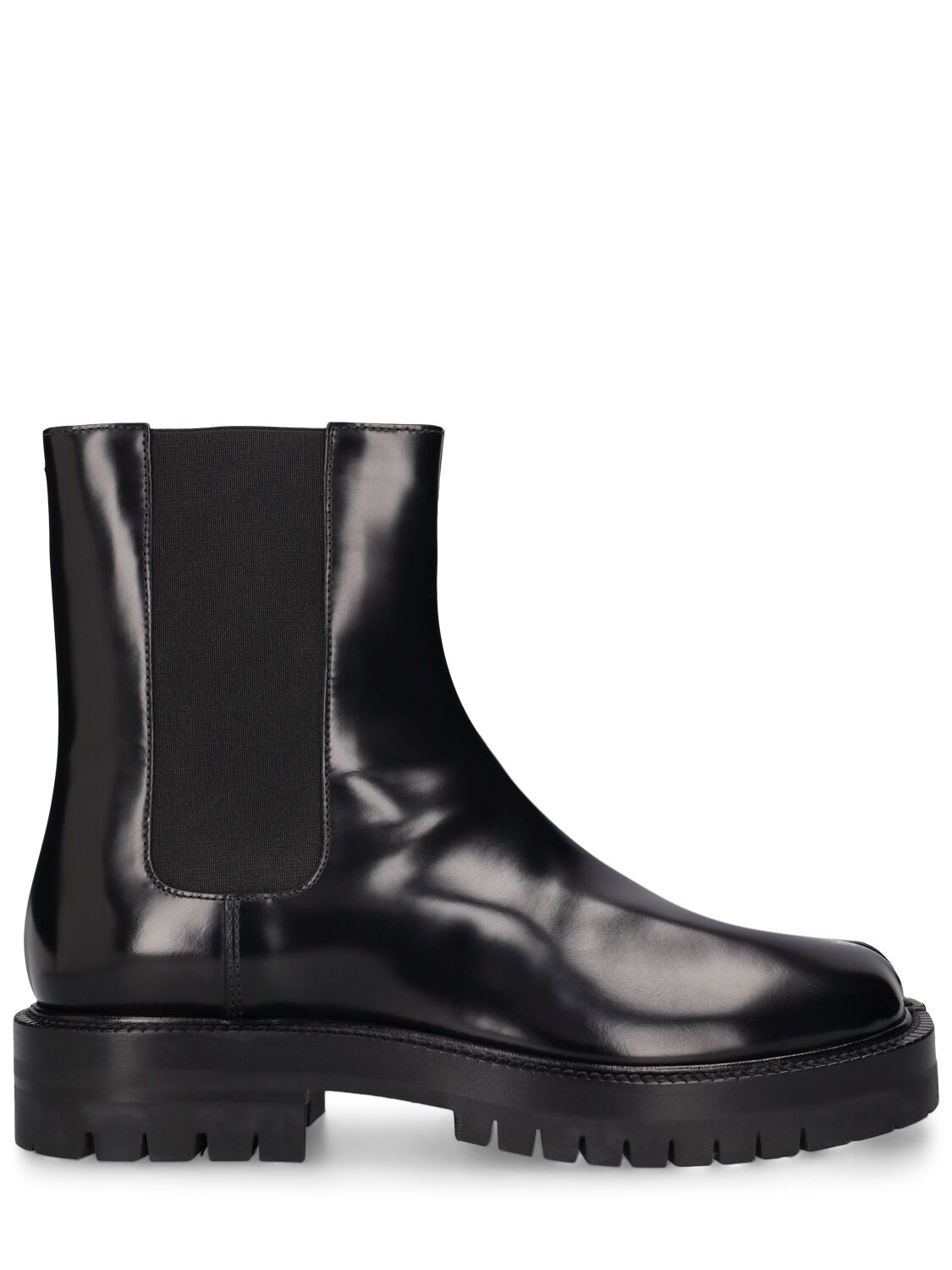 Maison Margiela 40mm Tabi Brushed Leather Ankle Boots In Black