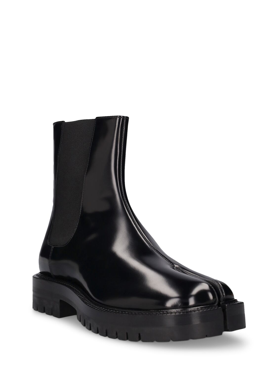 Shop Maison Margiela 40mm Tabi Brushed Leather Ankle Boots In Black