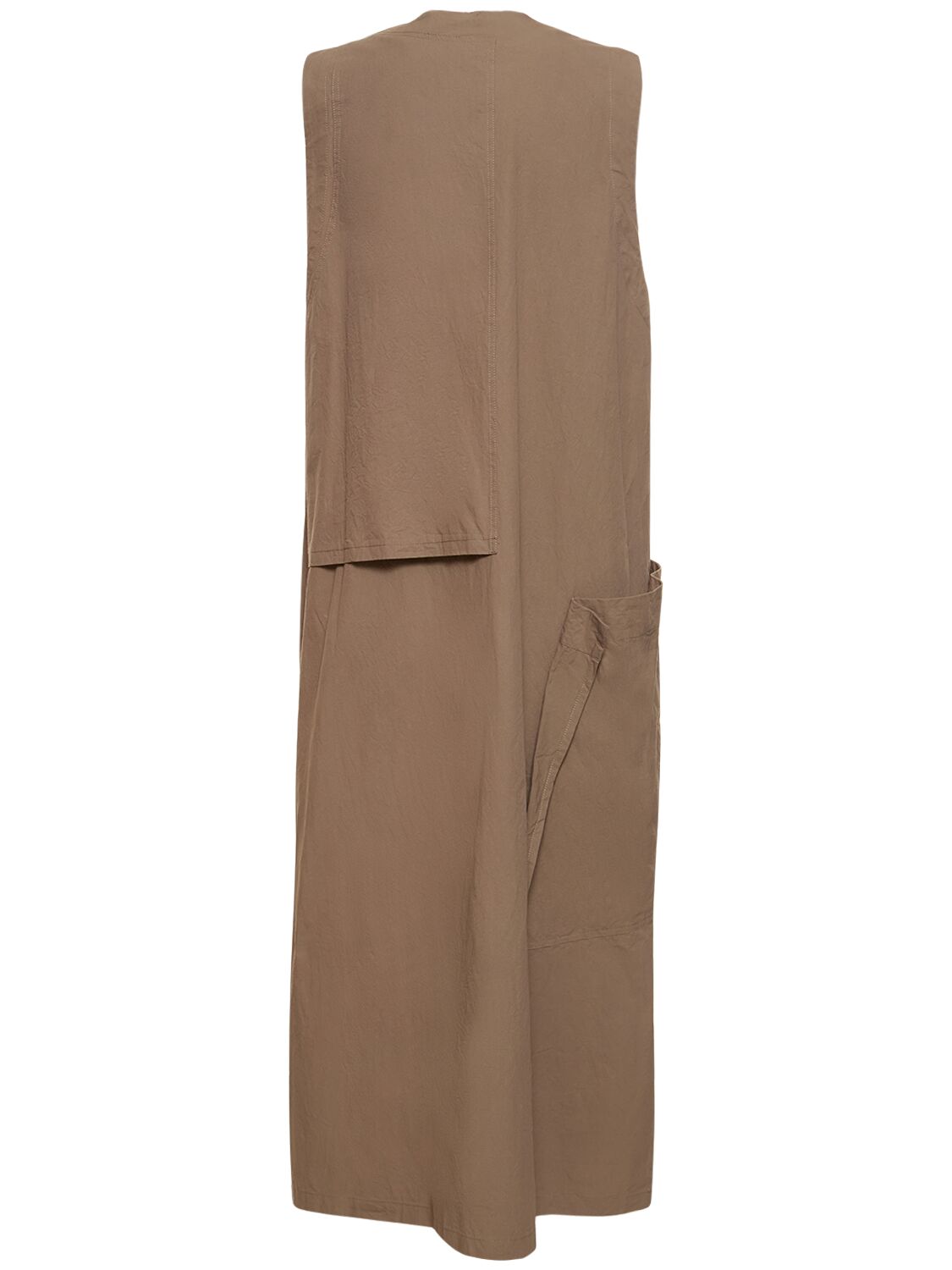 Shop Yohji Yamamoto Sleeveless Cotton Twill Midi Dress In Beige
