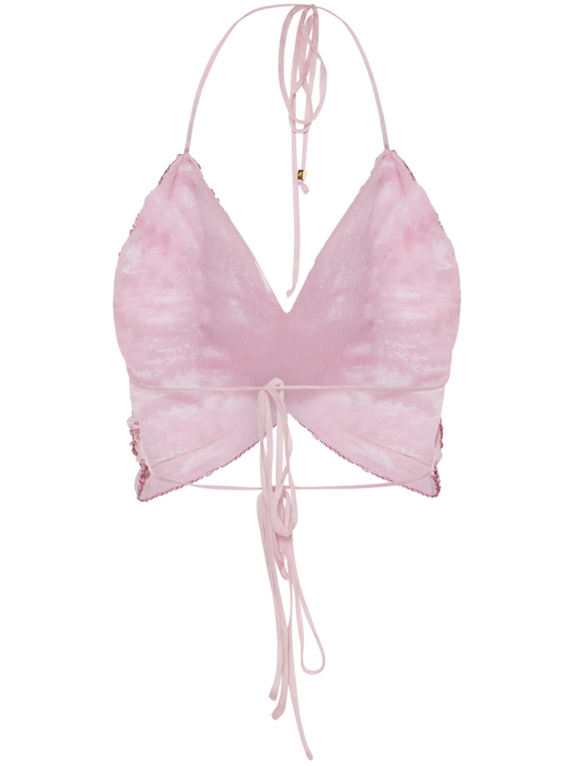 Shop Blumarine Embroidered Butterfly Crop Top In Pink