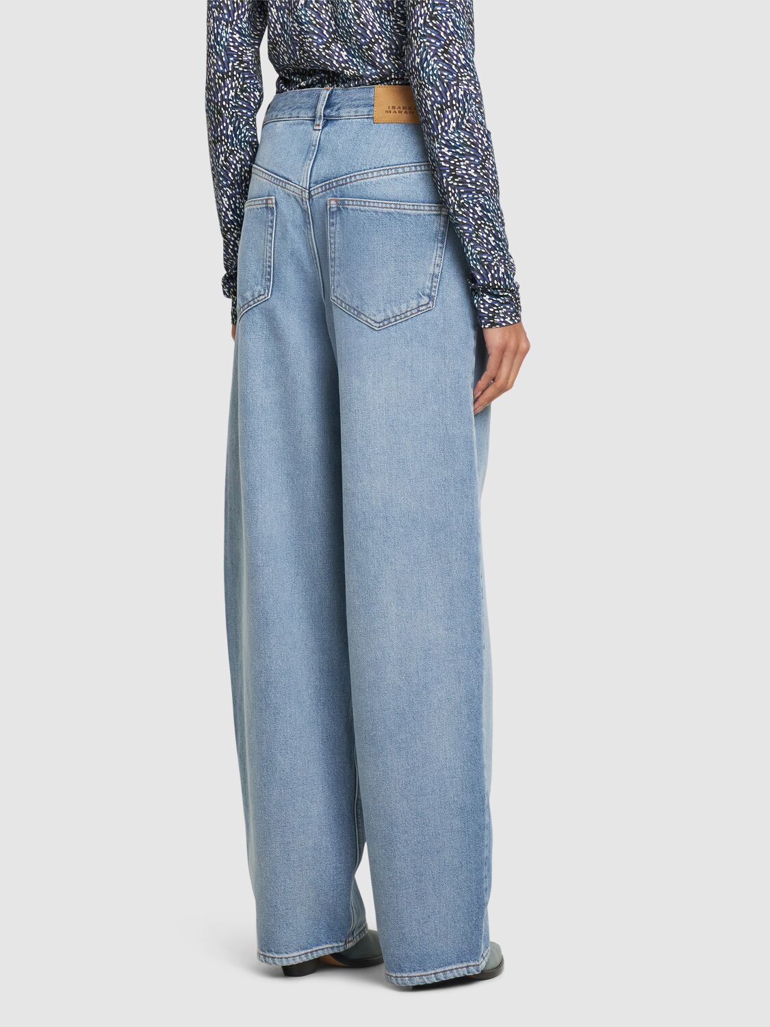 Shop Isabel Marant Joanny High Waisted Wide Pants In Ice Blue