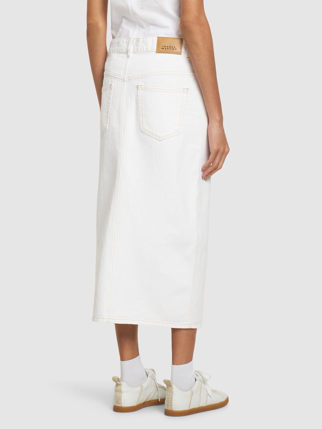Shop Isabel Marant Julicia High Waisted Slit Midi Skirt In White