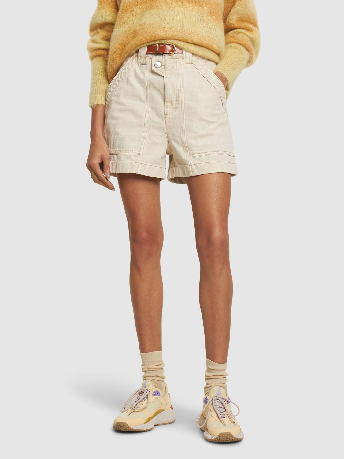 Shop Isabel Marant Ewie Leather & Mesh Sneakers In Yellow