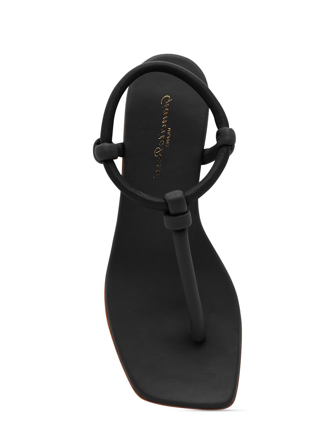 Shop Gianvito Rossi 5mm Flat Leather Thong Sandals In Black