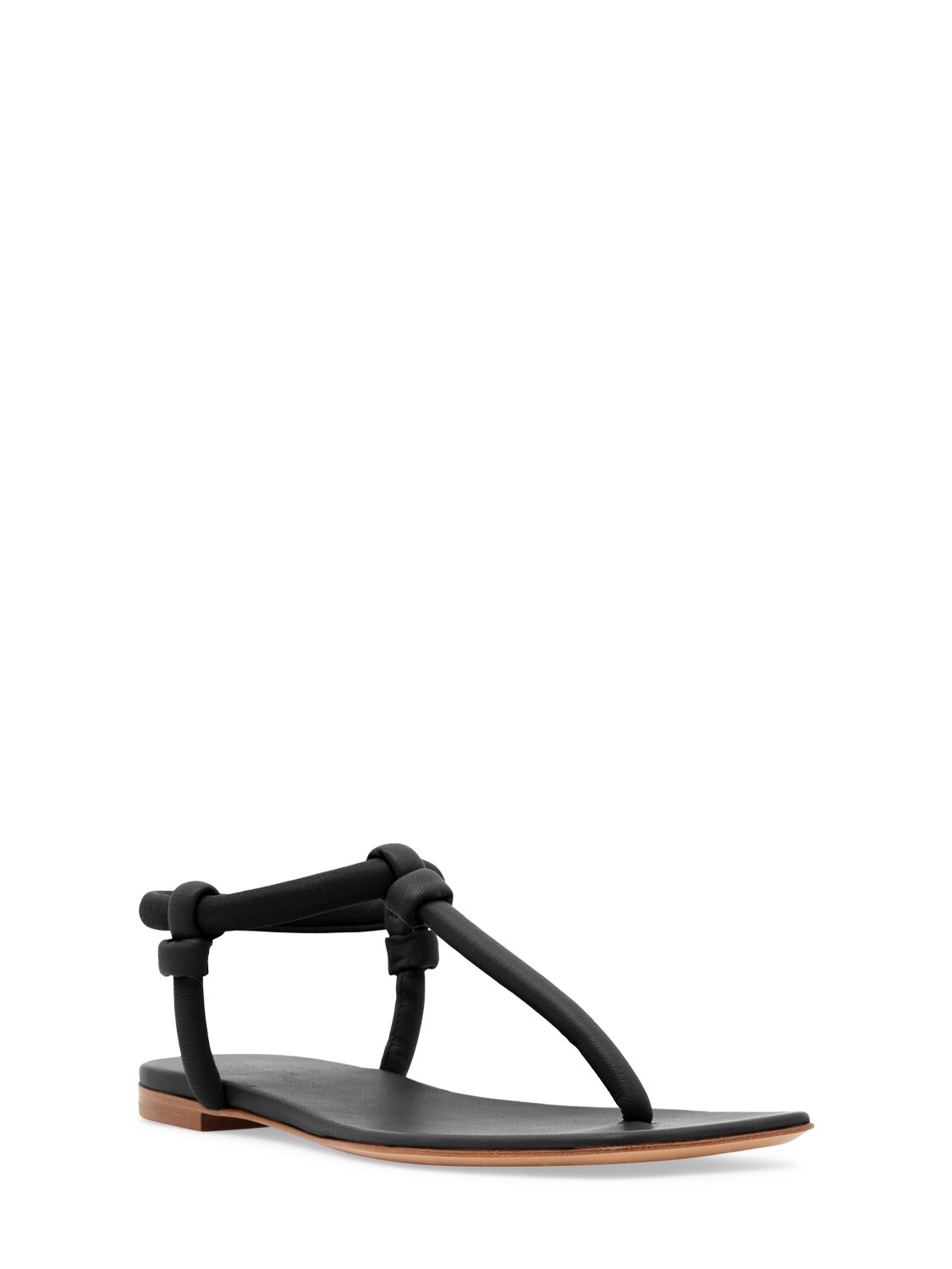 Shop Gianvito Rossi 5mm Flat Leather Thong Sandals In Black