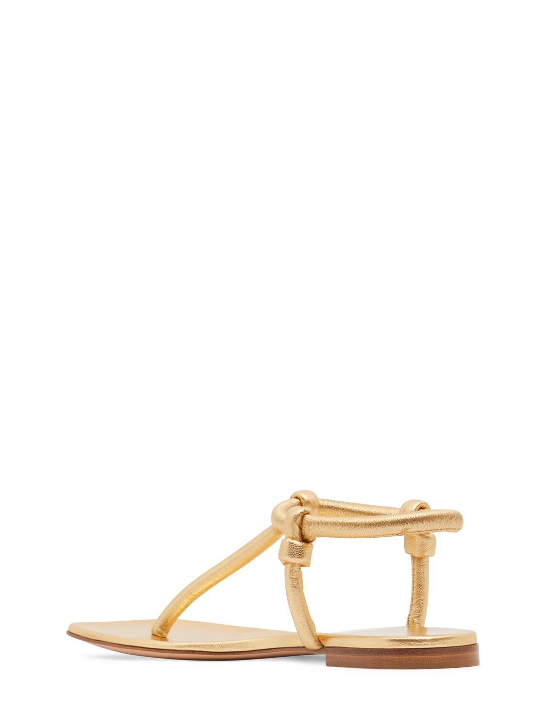 Shop Gianvito Rossi 5mm Metallic Leather Flat Thong Sandals In Gold