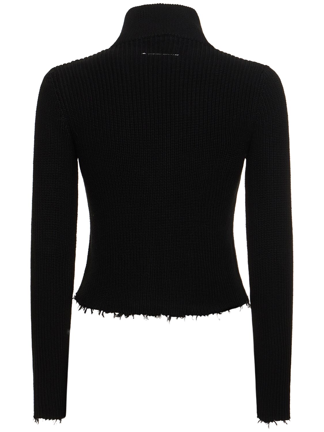 Shop Mm6 Maison Margiela Knitted Cotton Jacket In Black