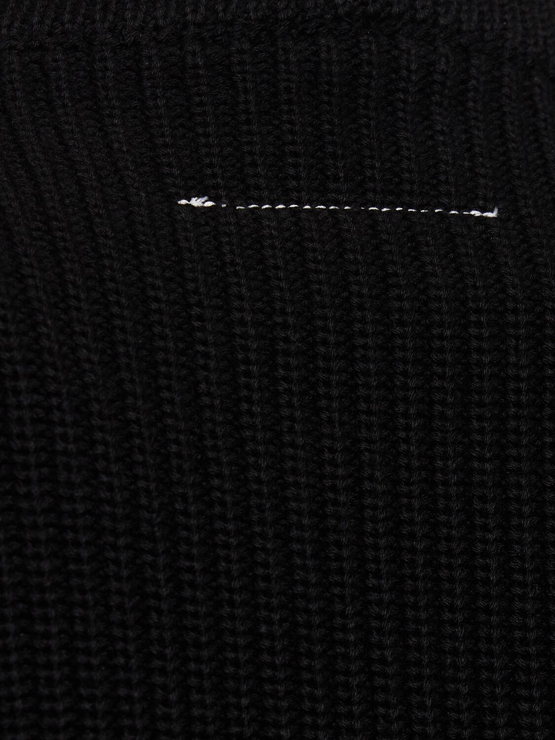 Shop Mm6 Maison Margiela Knitted Cotton Jacket In Black