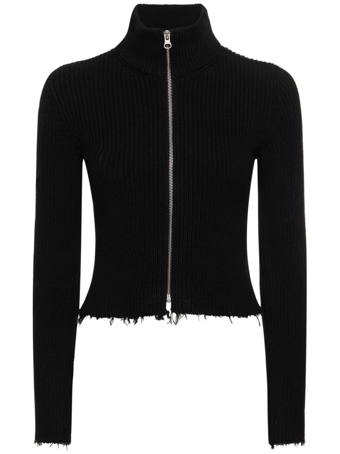 Mm6 Maison Margiela Knitted Cotton Jacket In Black