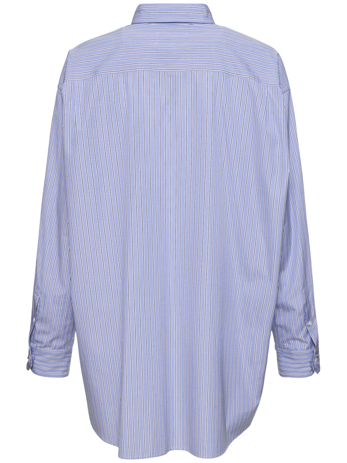 Shop Maison Margiela Oversized Classic Cotton Shirt In Striped Blue