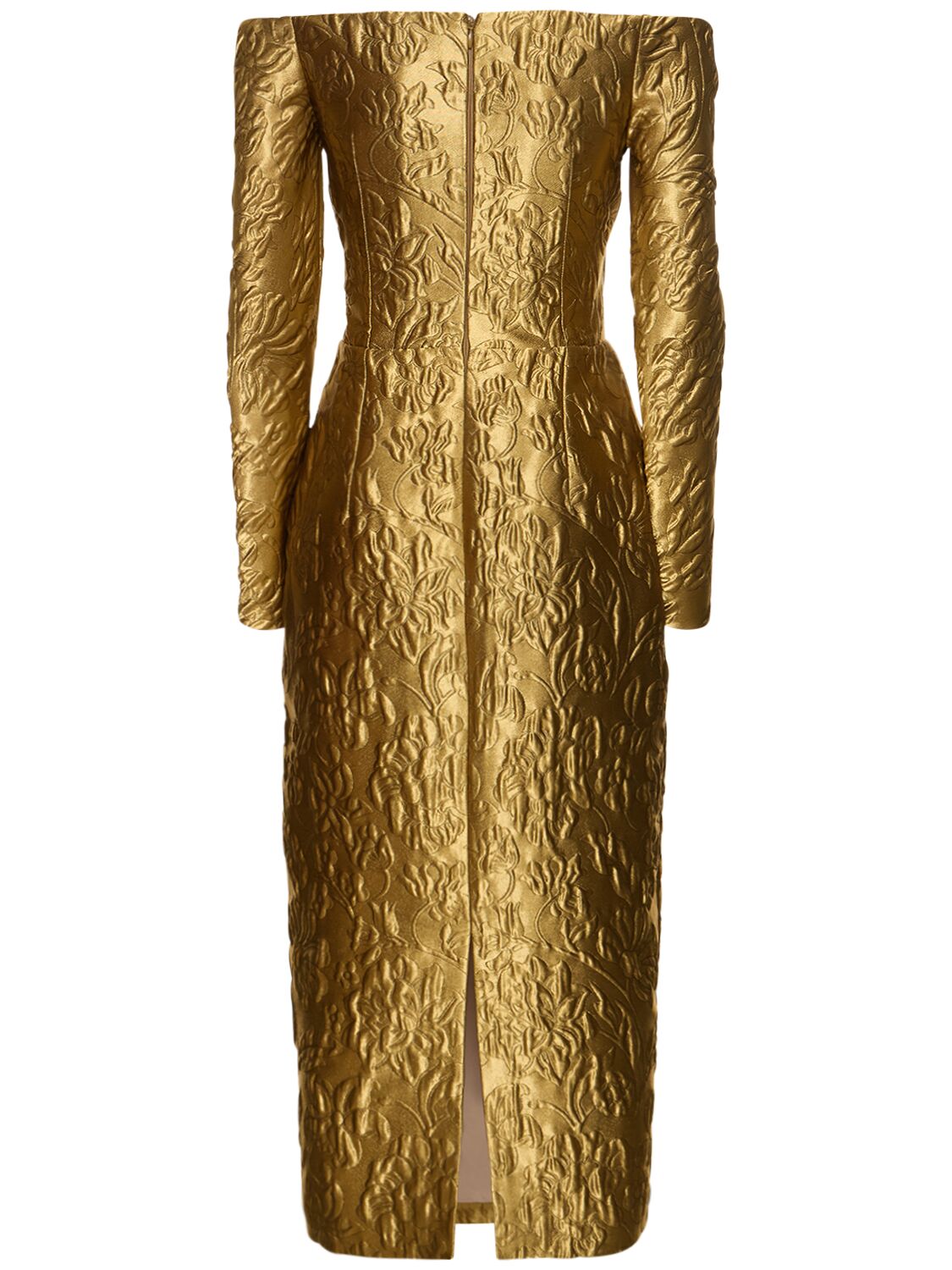 Shop Emilia Wickstead Burleigh Lurex Jacquard Dress In Gold