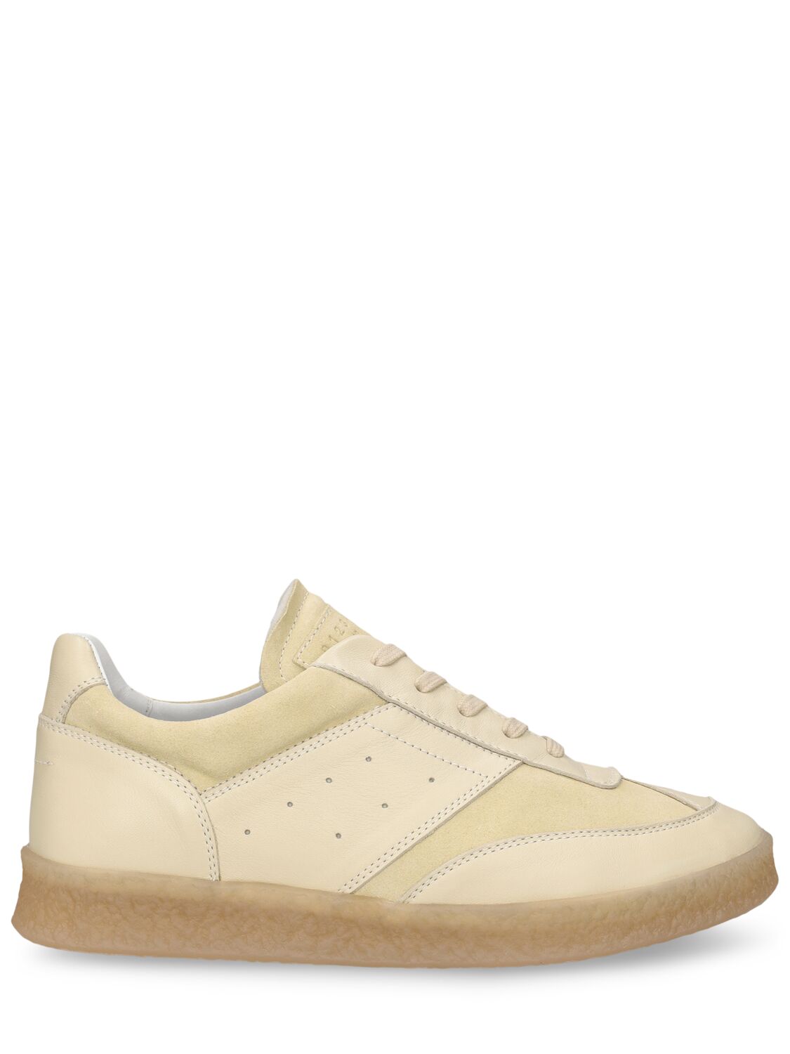 Mm6 Maison Margiela Leather Low Top Trainers In Beige