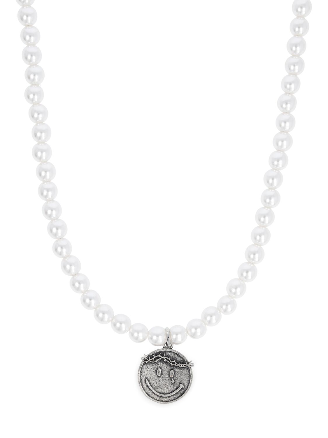 Shop Someit K.o.k Imitation Pearl Necklace In Silver