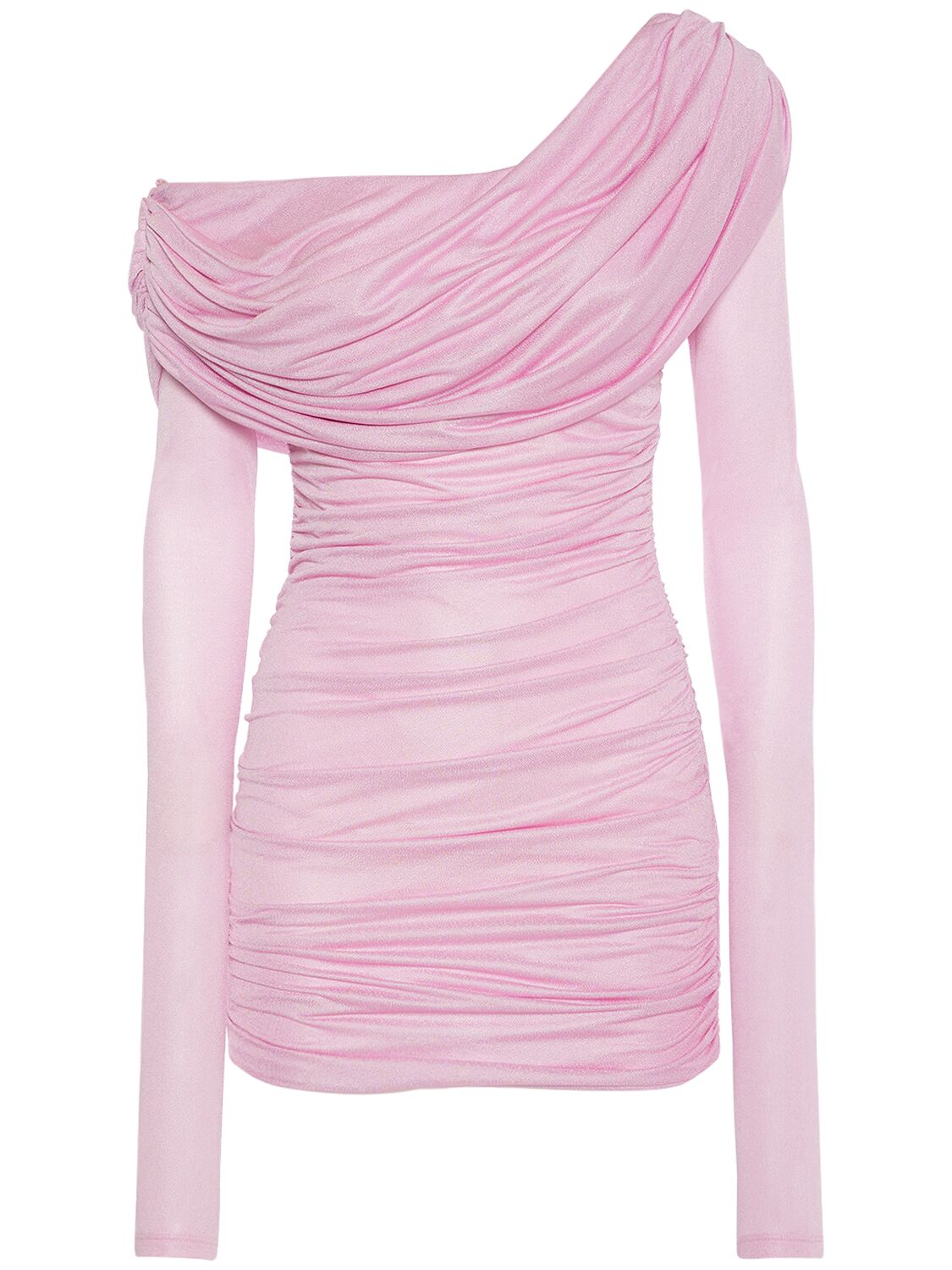 Blumarine Jersey Sablé One-shoulder Mini Dress In Pink