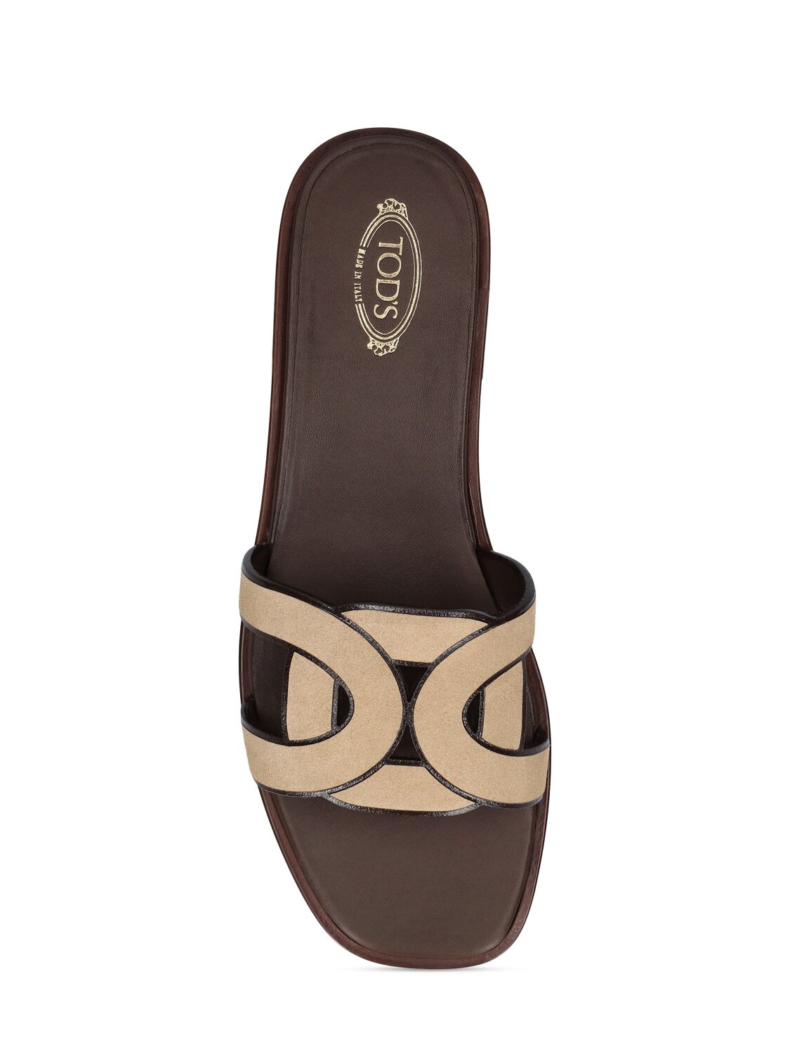Shop Tod's Leather Flat Slides In Taupe