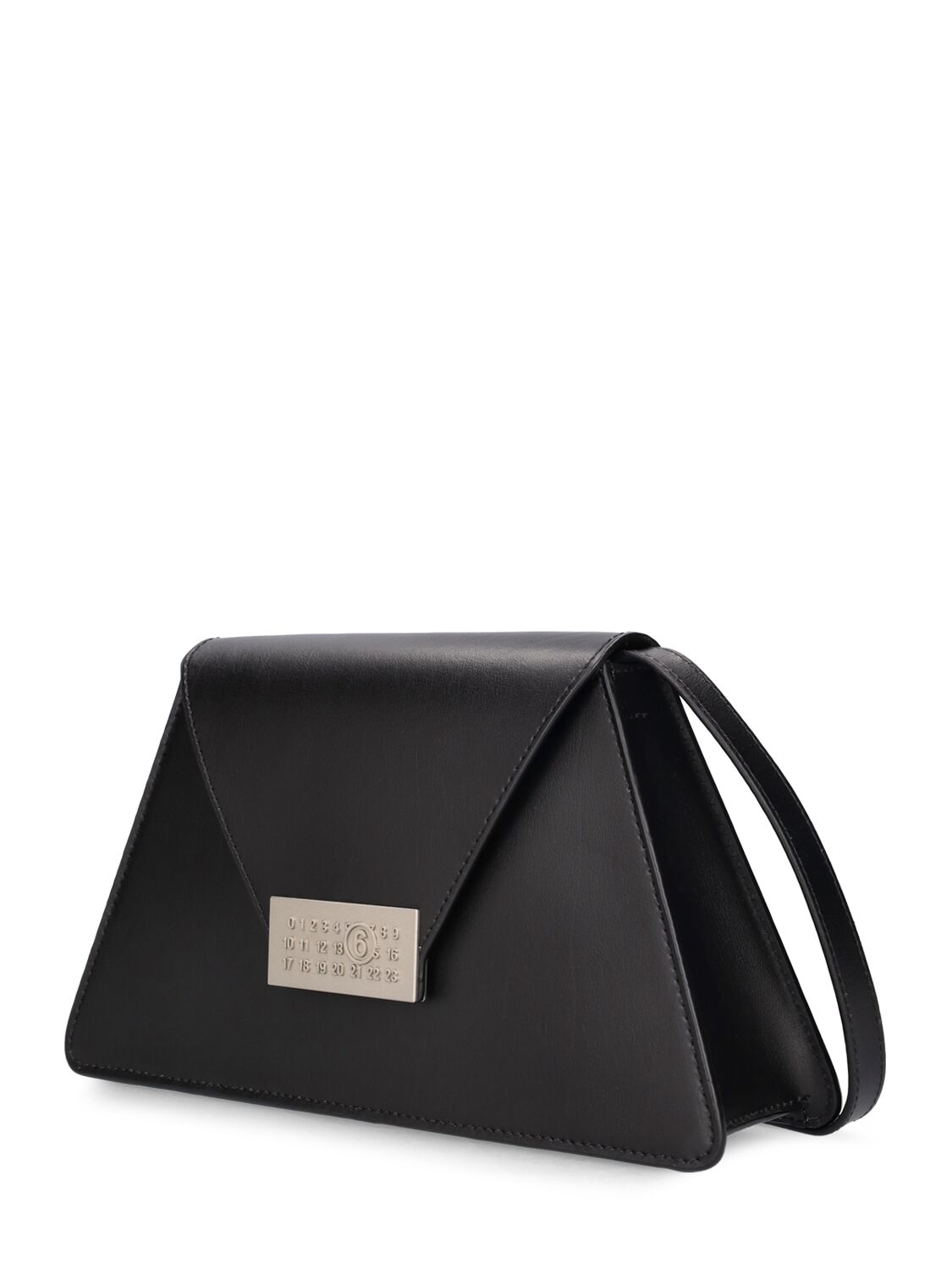 Shop Mm6 Maison Margiela Medium Numbers Leather Shoulder Bag In Black