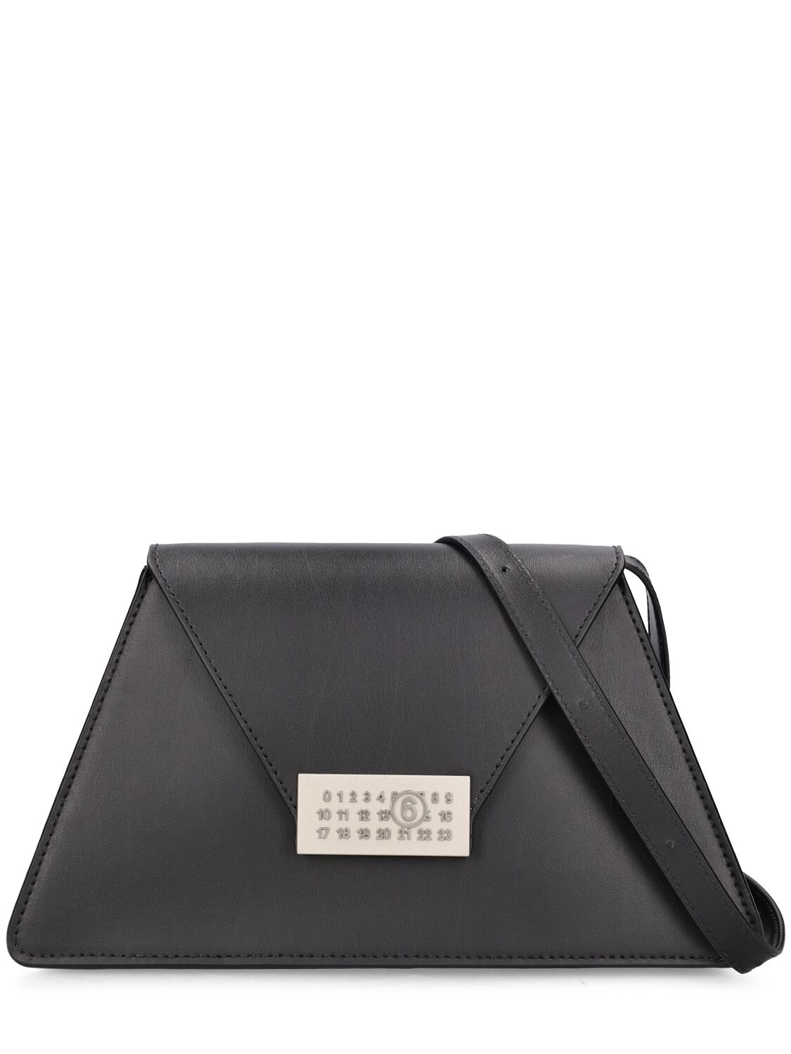 Mm6 Maison Margiela Medium Numbers Leather Shoulder Bag In Black