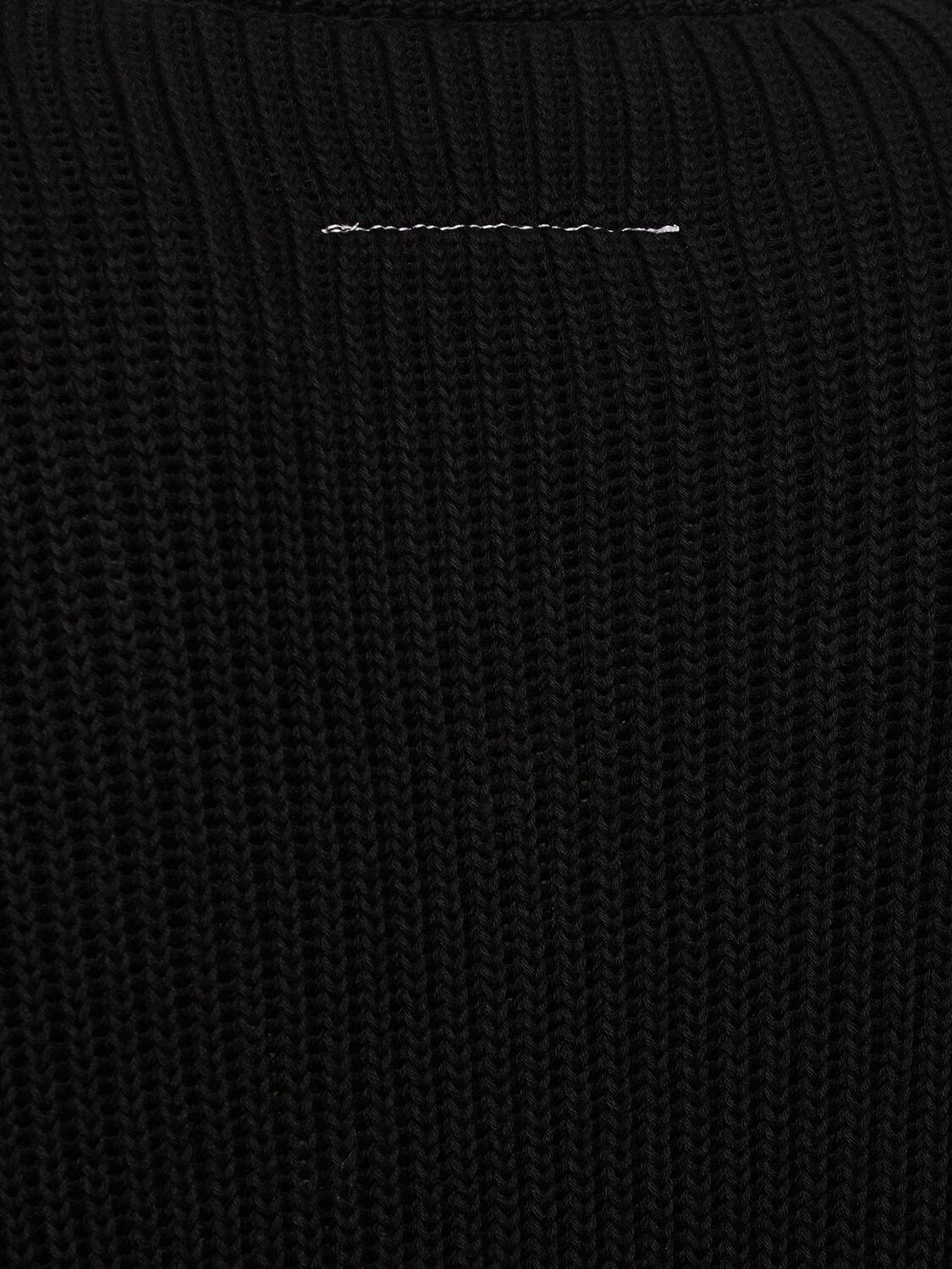 Shop Mm6 Maison Margiela Distressed Cotton Knit Cardigan In Black