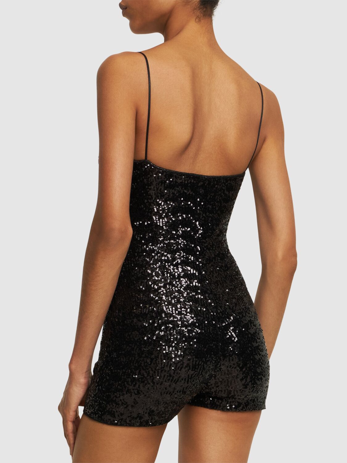 Shop Oséree Swimwear Sequined Mini Jumpsuit In Schwarz