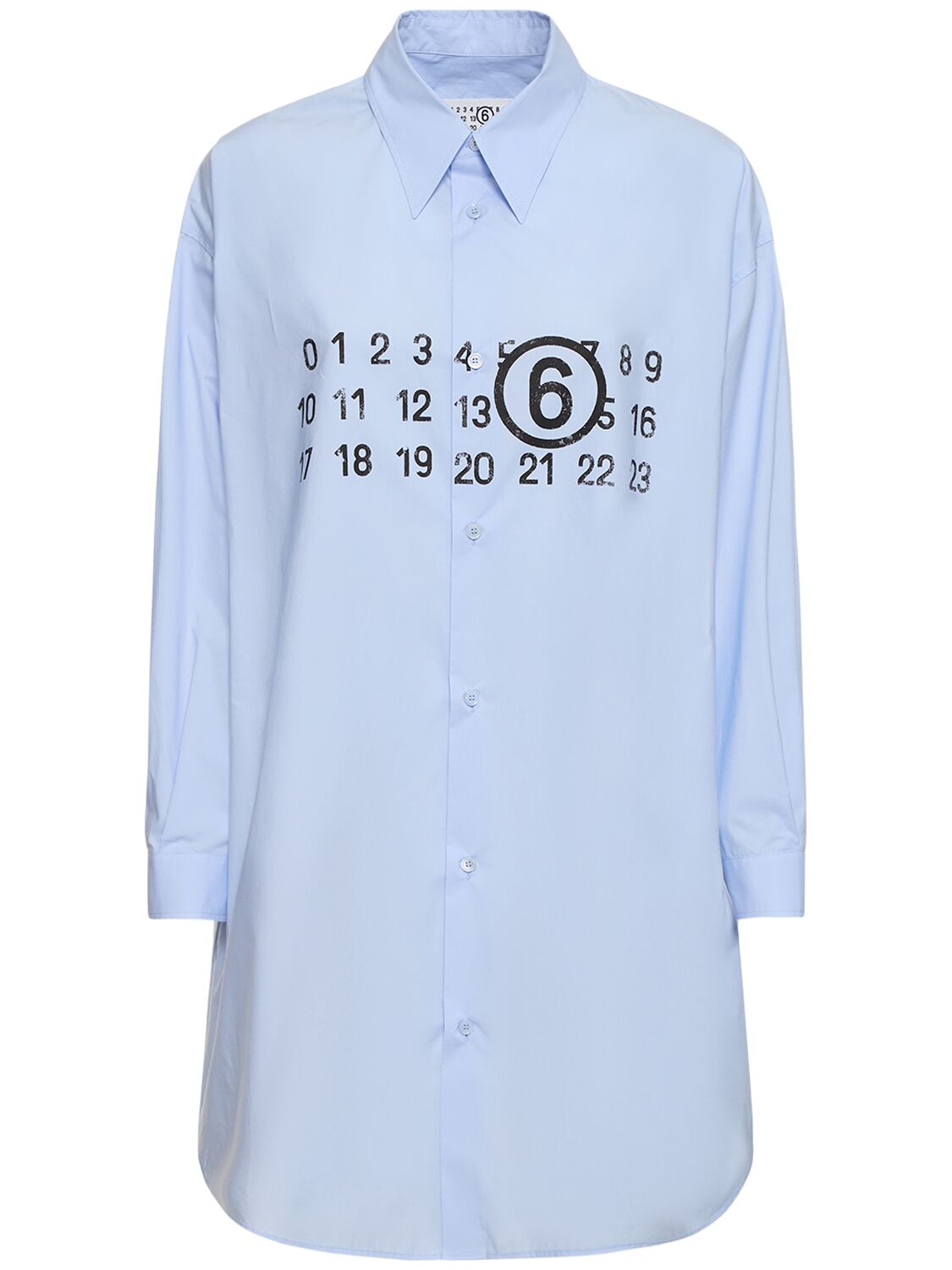 Shop Mm6 Maison Margiela Cotton Poplin Logo Mini Shirt Dress In Blue