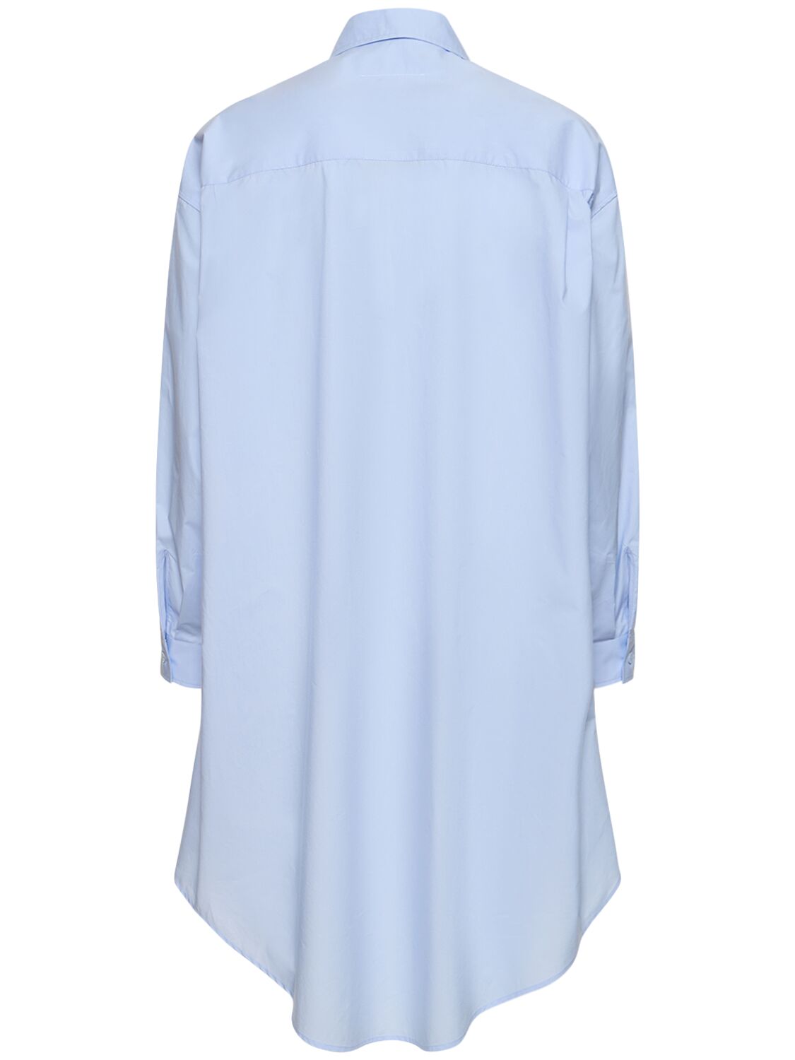 Shop Mm6 Maison Margiela Cotton Poplin Logo Mini Shirt Dress In Blue