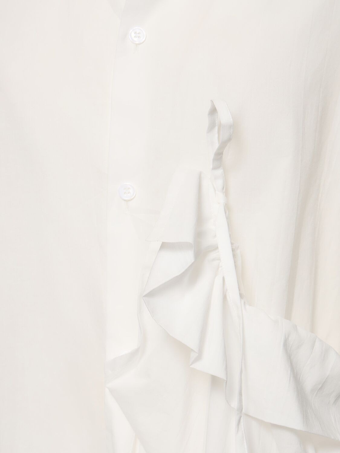 Shop Yohji Yamamoto Asymmetric Gathered Cotton Midi Dress In Weiss