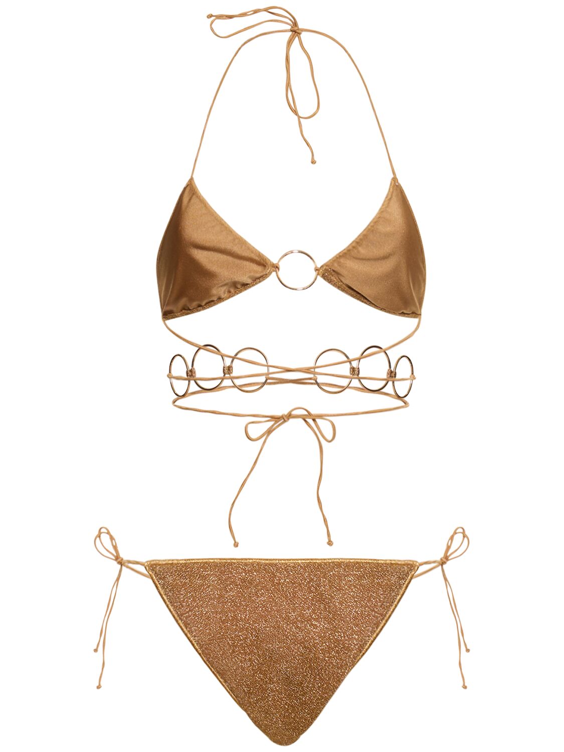 Shop Oséree Swimwear Lumière Microkini Ring Bikini In Gold