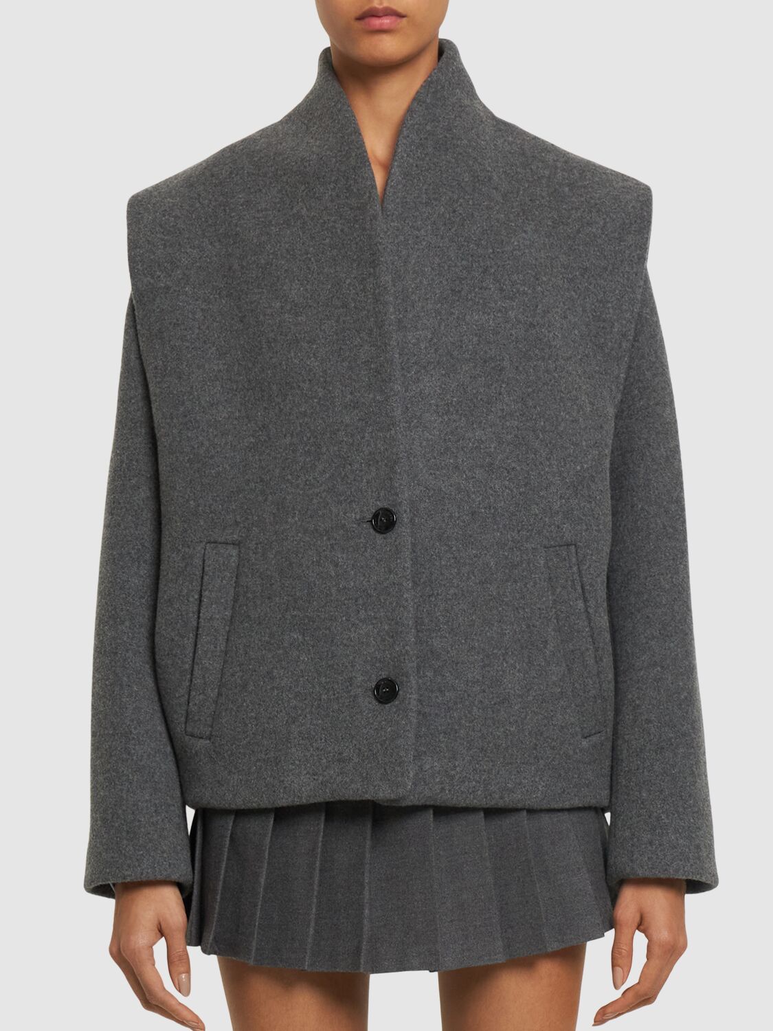 Shop Isabel Marant Drogo Buttoned Wool Blend Jacket In Grey