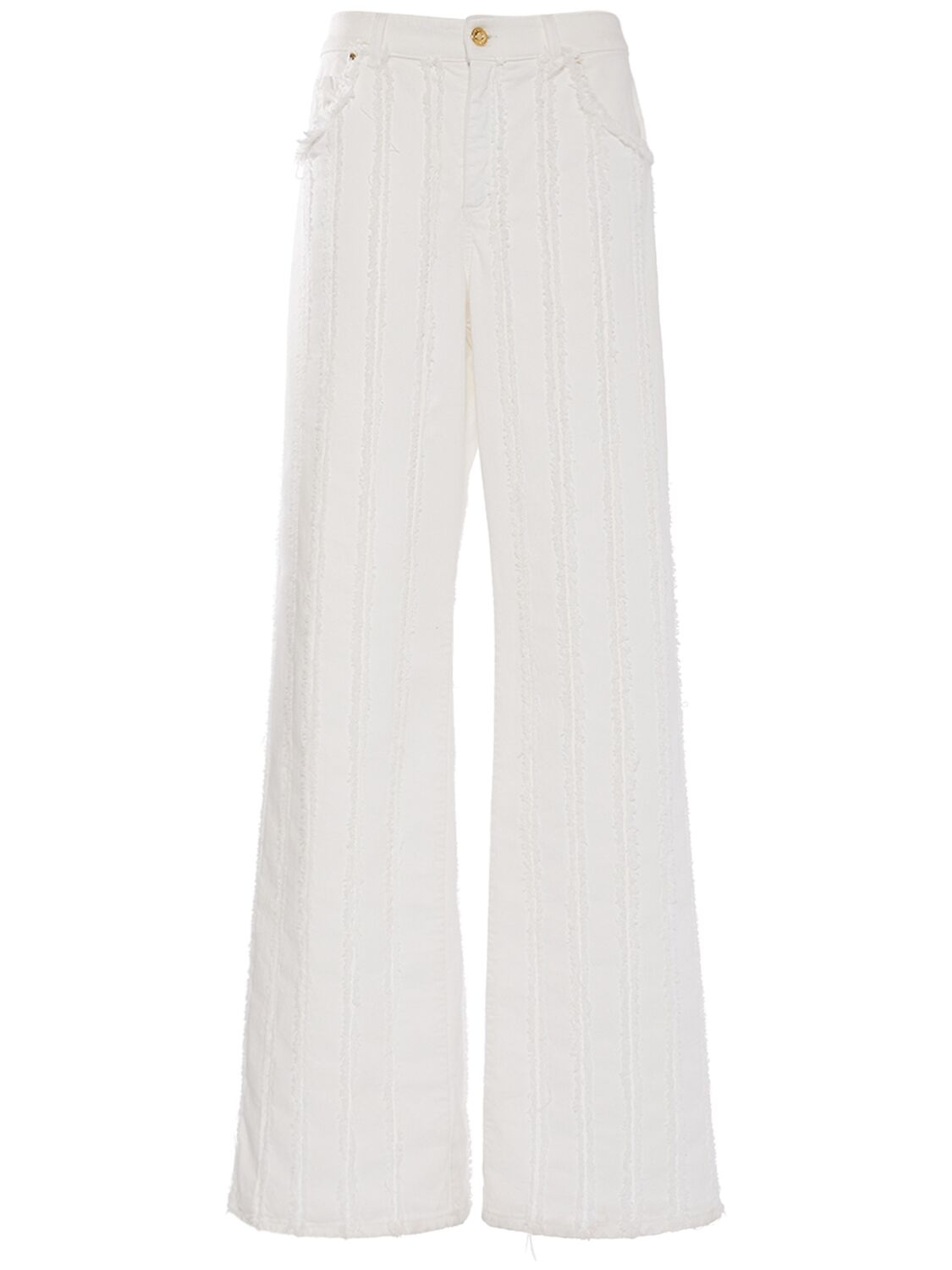 Blumarine Cotton Denim Wide Jeans In White