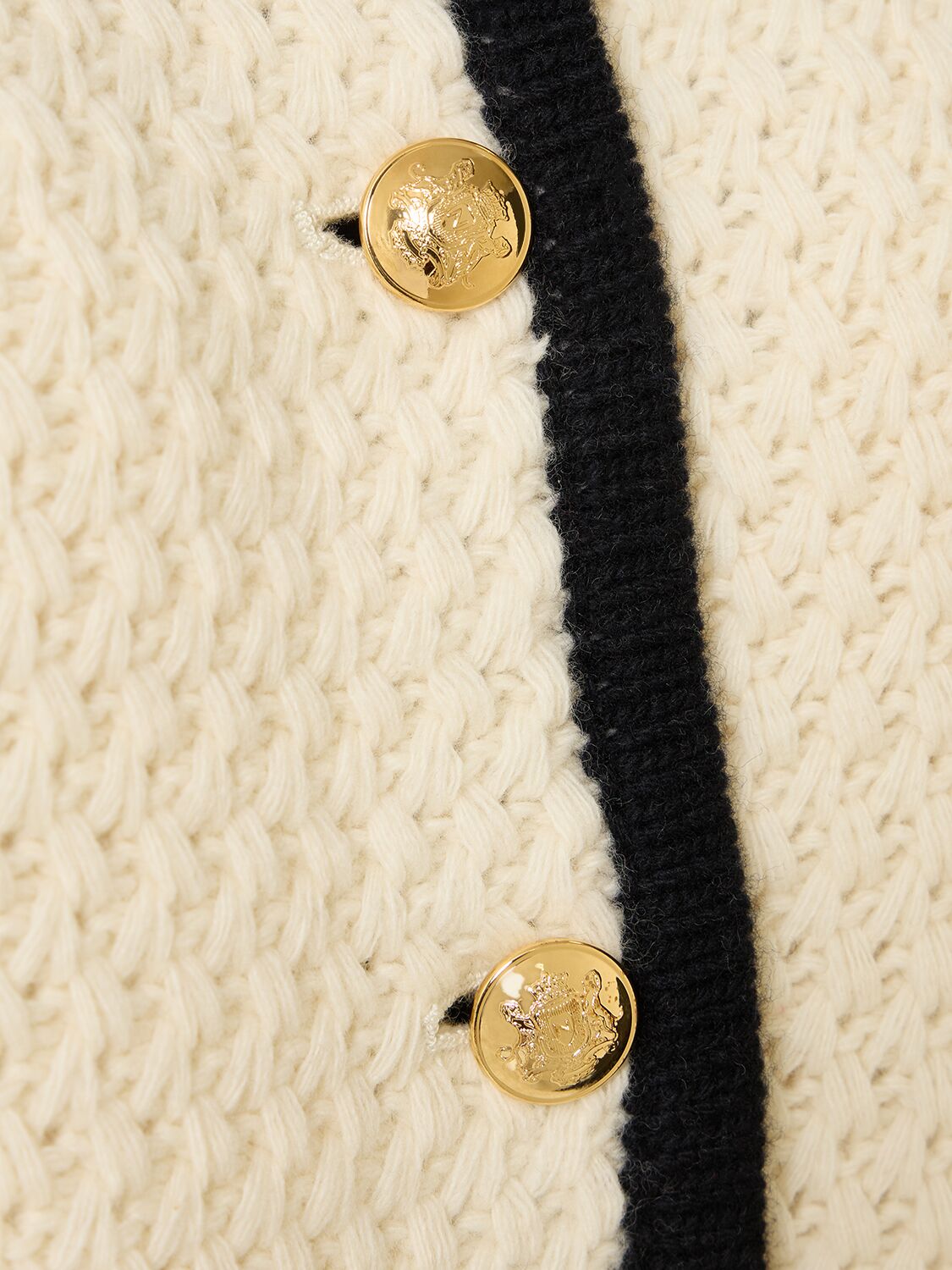 Shop Nili Lotan Perah Wool Knit Cardigan In Ivory,dark Navy