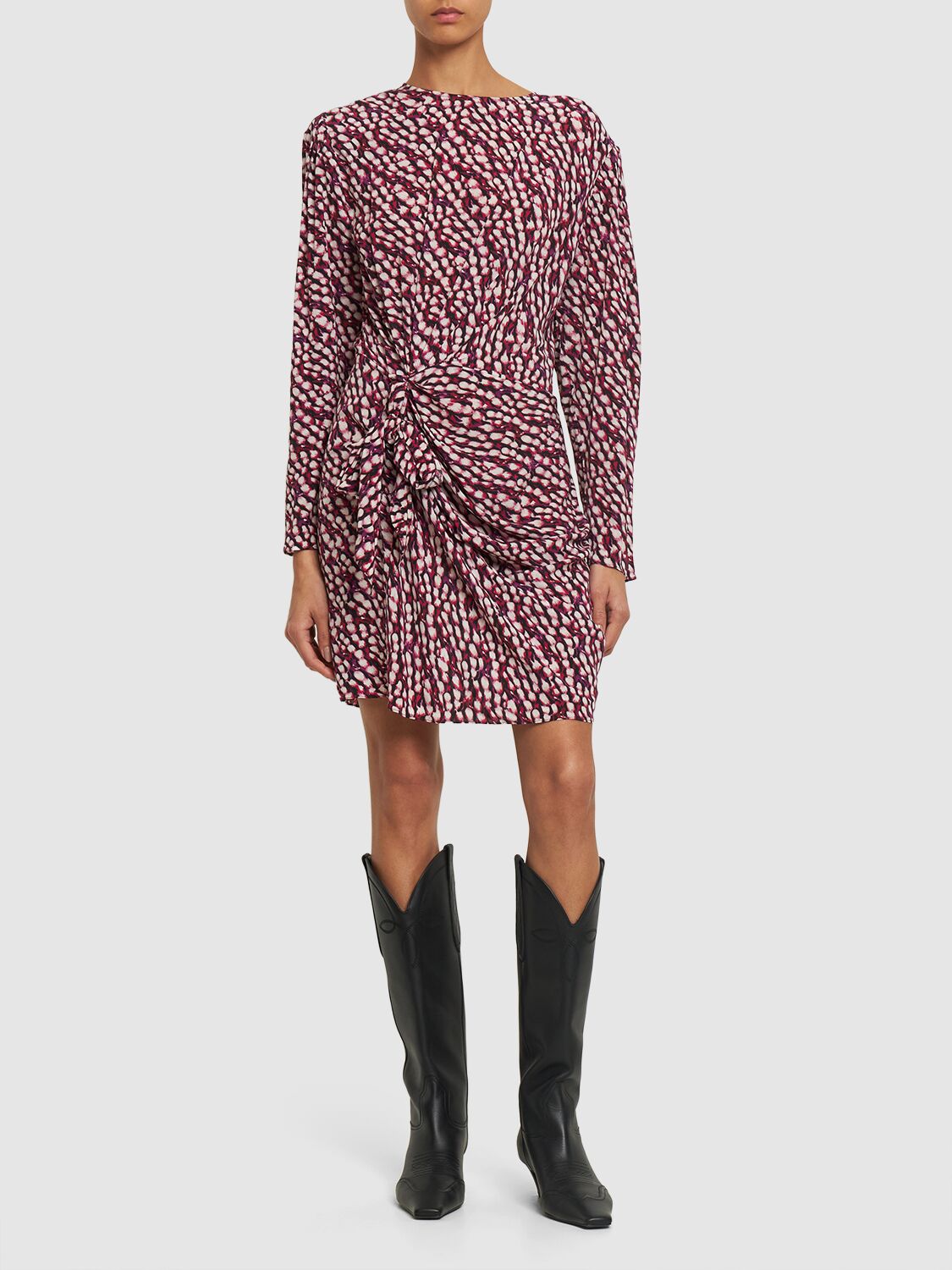 Isabel Marant Étoile Dulce Printed Viscose Mini Dress In Raspberry,multi