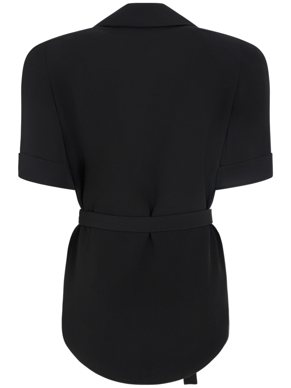 Shop Balmain Crepe 4-pocket Saharan Shirt In Black