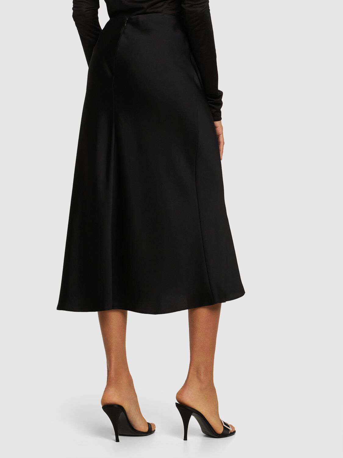 Shop Simkhai Blane Satin Midi Skirt In Schwarz