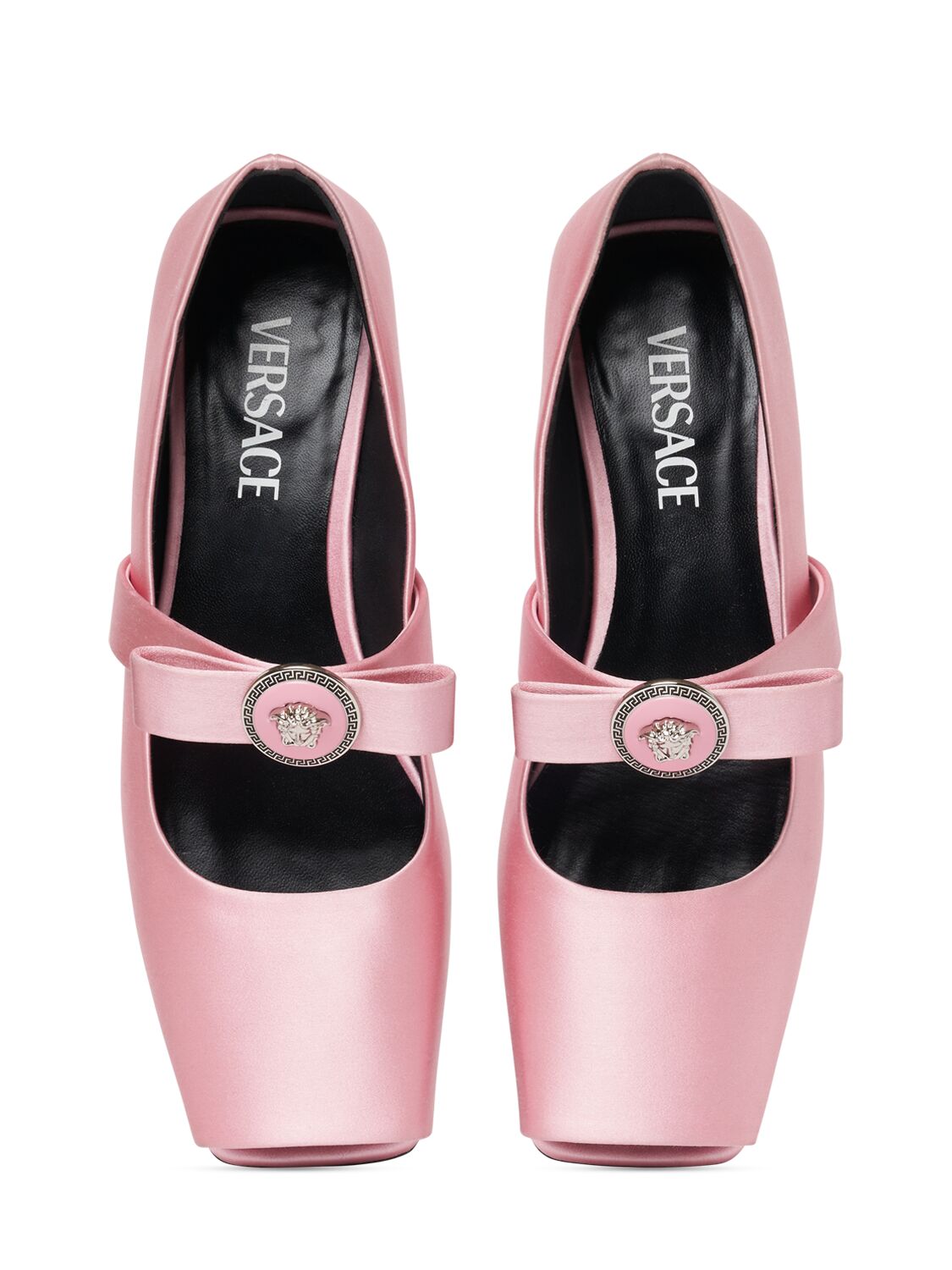 Shop Versace 20mm Silk Flats In Light Pink