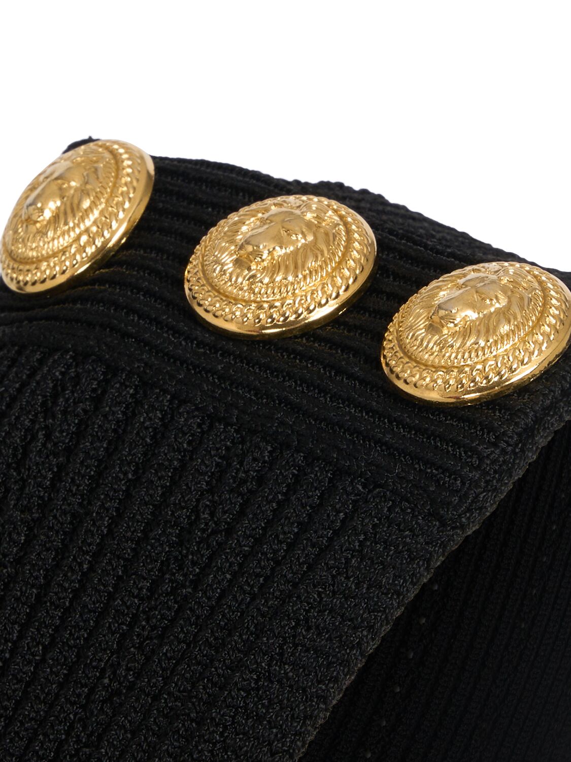 Shop Balmain 3 Button Asymmetric Knit Top In Black
